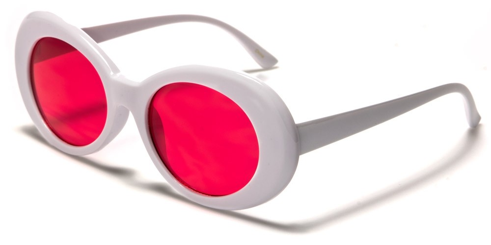 Round Color Lens Women's Sunglasses Bulk P6280-WHITE-CO
