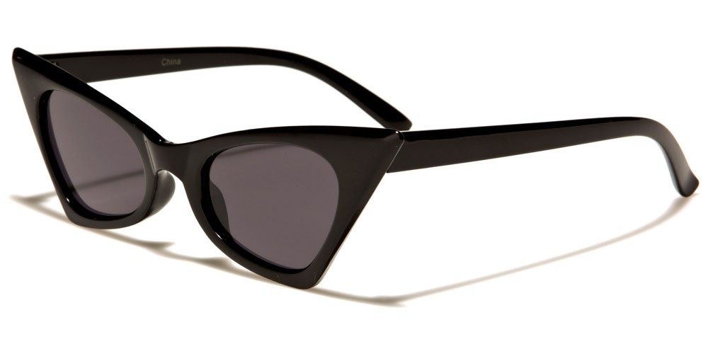 Cat Eye Color Lens Women's Sunglasses in Bulk P6404-BLK-CO