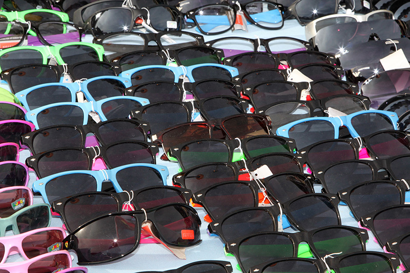 colourful sunglasses on display
