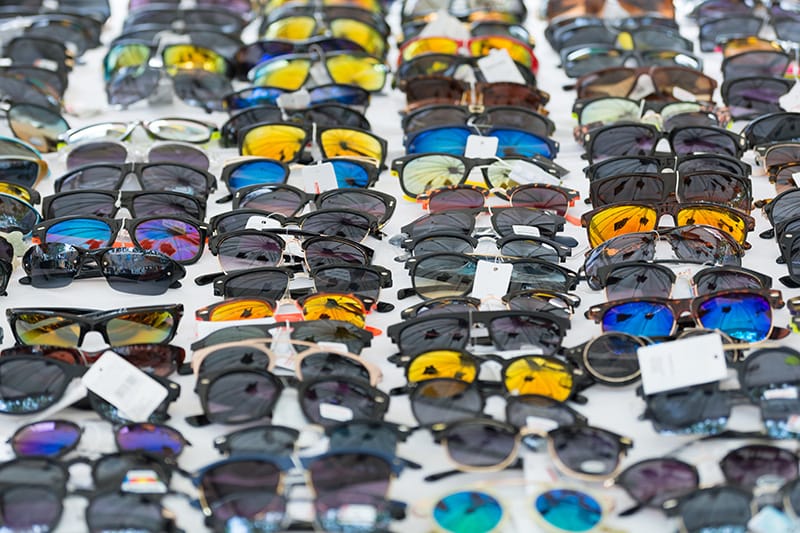 rows of sunglasses