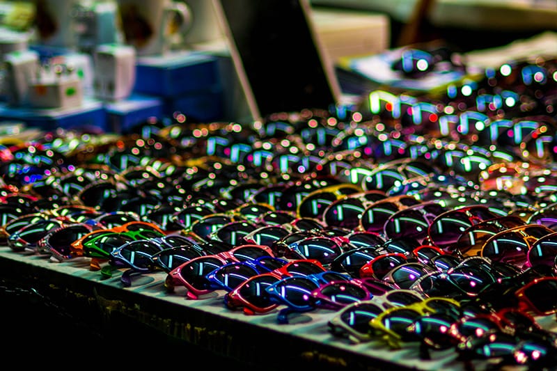 sunglasses displayed on the table